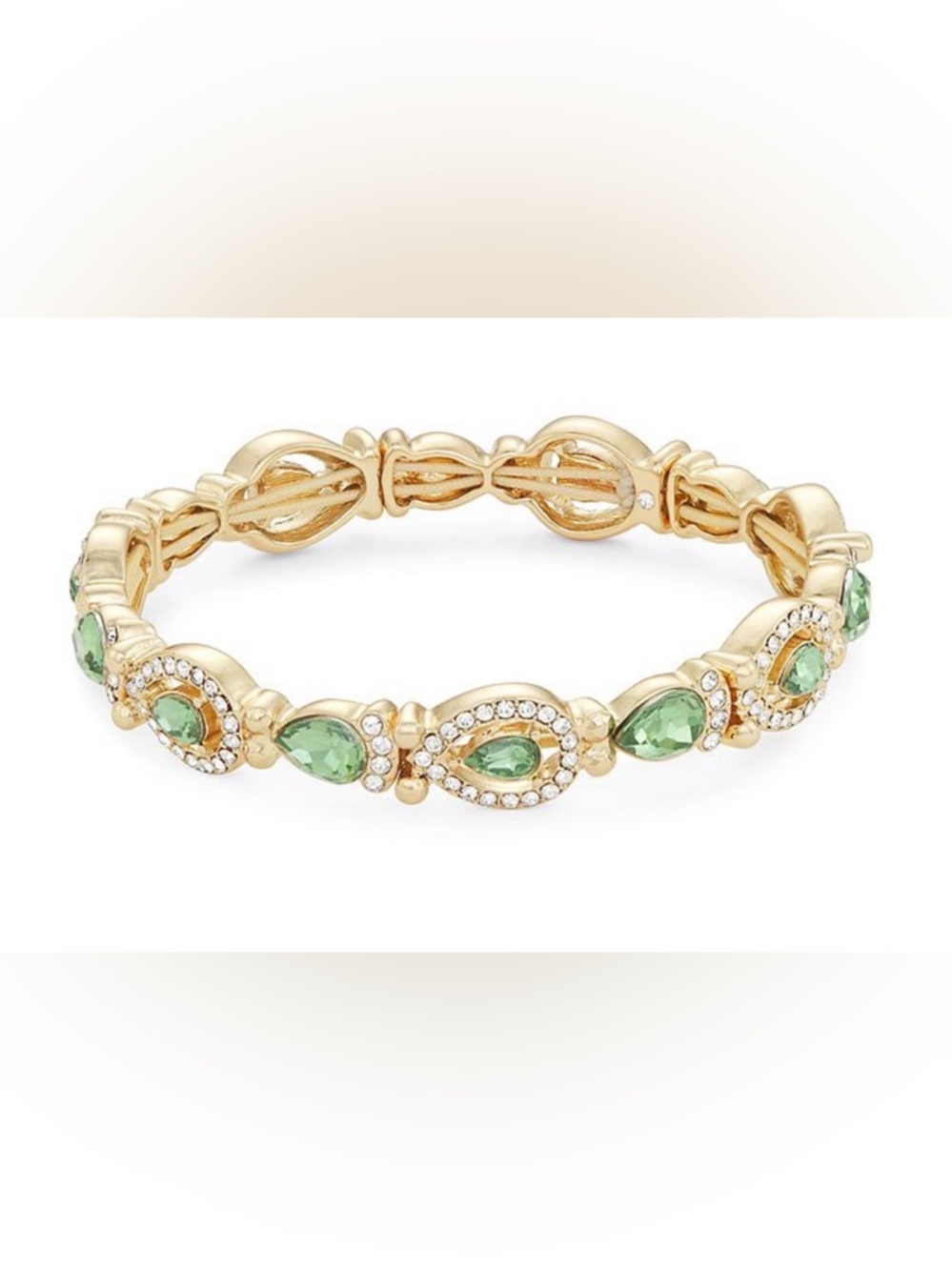 New You’re Invited Gold-Tone Bracelet with Green Teardrop Stones and Crystal A